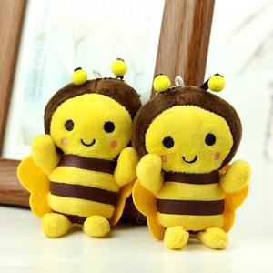 12cm Jaune Abeille Super Doux En Peluche Pendentif Enfants Cadeau Petit Animal Porte-clés Jouet pour Anniversaire PP Coton Rempli - Product Image 4