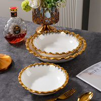 Ensemble de bols en céramique dorée moderne plaqué or vaisselle pour steak mariage fête école desserts bol de soleil