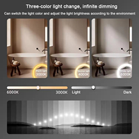 Dekorasi rumah Modern, lampu Led bentuk bulat setengah bulan cermin pintar Sensor sentuh saklar dinding cermin kamar mandi