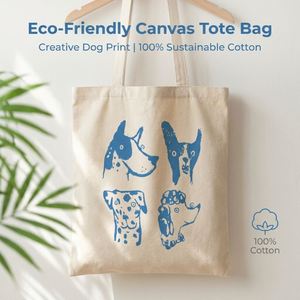 Bolso Tote de Lona con Estampado de Perro Azul de Dibujos Animados, Bolso de Hombro Casual para Mujer, Bolso Mediano para Playa, Regalo - Product Image 1