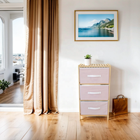 Commode minimaliste à 3 tiroirs en bambou Commode à tiroirs Table d'appoint pour salon Ferme Entrée Home Bar ou école