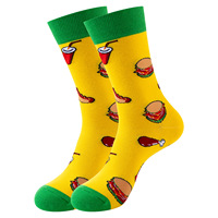 Chaussettes mi-mollet tendance en coton respirant pour hommes, série alimentaire originale, vente chaude