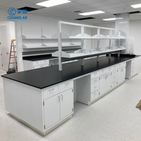 Tables de laboratoire modulaires entièrement en acier avec étagères à réactifs, forme octogonale, pour hôpitaux, écoles et centres de recherche