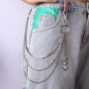 Chaîne de taille Hip Hop Punk multicouche avec pendentif étoile à cinq branches en alliage de zinc, unisexe, pour usage quotidien, chaîne de corps tendance - Product Image 1
