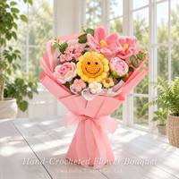 BH Cross-border Best-selling Wool Yarn Hand-Crocheted Sunflower Rose Tulip Artificial Flowers Bouquet Gift Mothers Day Wedding