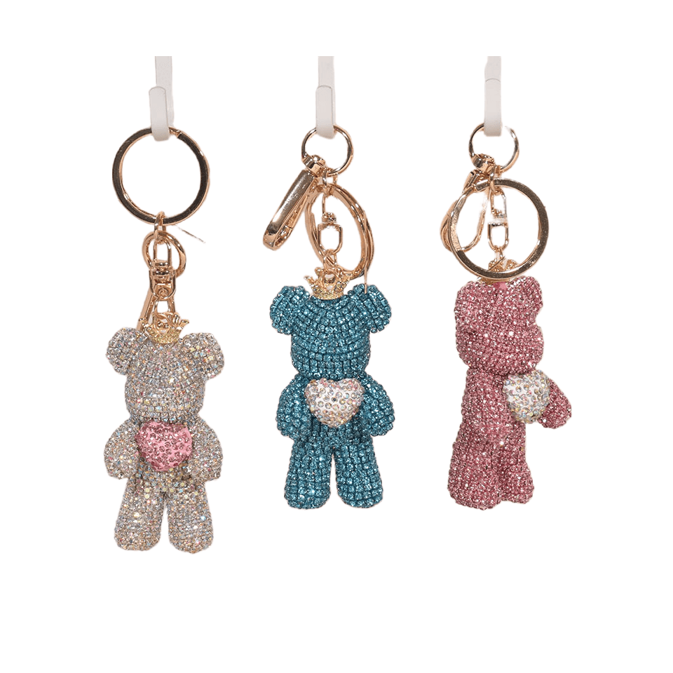Crystal Rhinestone Teddy Bear Keychain Charm Custom OEM