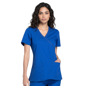 Conjunto de Uniformes Médicos Unisex Verde Azulado, Cuello en V, Manga Corta, Corte Regular, Color Sólido, Múltiples Bolsillos, Tacto Suave, 95% Nailon - Product Image 2