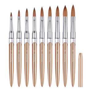 Pinceau à ongles en acrylique Kolinsky avec manche en métal doré, poils purs, professionnel, pour extension de poudre et peinture - Product Image 6