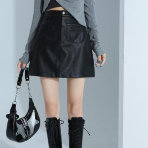 Ceinture de <span class=keywords><strong>jupe</strong></span> longue bohème en similicuir pour femme, taille naturelle, respirante, en coton élasthanne, teinte unie, collection automne-hiver - Product Image 3