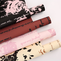 Papier d'emballage pour bouquet de la Saint-Valentin en gros, motif peinture à l'huile romantique, imperméable, pour fleurs, emballage cadeau rose, fournitures pour fleuristes