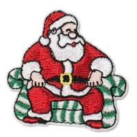 Patch brodé personnalisé de Noël en gros, thermocollant, 3D, motif Père Noël, sapin, chaussette, pour vêtements, vestes, sacs