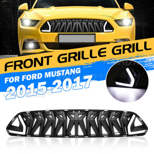 ABS Black Grille <b>for</b> Ford Mustang 2015 2016 2017 Front <b>Mesh</b> <b>Grill</b> With White LED Light - Product Image 1