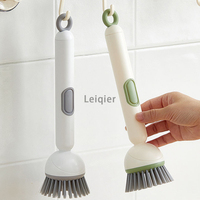Brosse à vaisselle de cuisine avec distributeur de savon et logo personnalisé, poignée à angle réglable, facile à utiliser, à suspendre