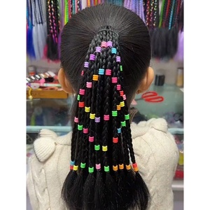 All'ingrosso principessa di colore del bambino treccia capelli parrucche per ragazze capelli coda di cavallo per bambini parrucca treccia cravatta con perline estensione dei capelli - Product Image 5