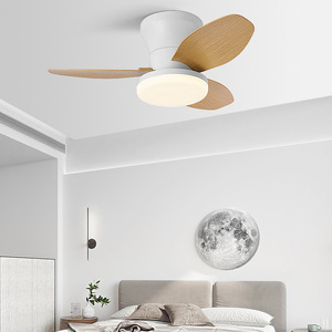 Ceiling Fan Light With Led Strip 3 Blades Wooden Minimalist Nordic Style For Bedroom And Dining Room - Product Image 1