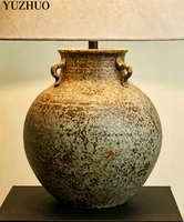 Wabi-sabi tarzı vintage seramik LED masa lambası, oteller, misafirhaneler ve kulüpler için.