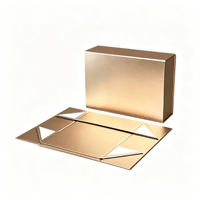 Boîte cadeau pliante de luxe personnalisée en or, boîte d'emballage rigide en papier pliable avec fermeture magnétique pour vêtements et cosmétiques