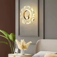 Applique murale LED en cristal doré de luxe, applique murale moderne en forme de fleur pour chambre à coucher, salon, hôtel, décoration