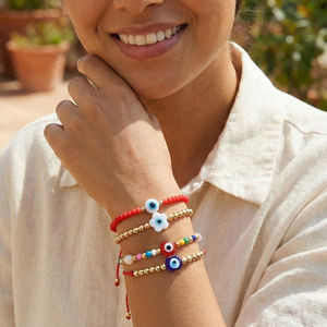 Set di Braccialetti Go2boho con Occhio Turco, Gioielli Protettivi con Cordoncino Rosso, Perline Placcate Oro e Charm a Fiore, Bracciali alla Moda con Perline - Product Image 4