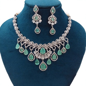 Elegant Silver Plated Alloy Necklace and Earring Set with Green Crystal Pear <b>Cut</b> <b>Stones</b> Classic Wedding Jewelry <b>for</b> Women - Product Image 4