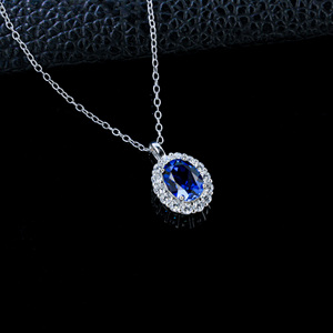 สร้อยคอไพลิน925เงินสเตอร์ลิงปลูกในแล็บ - Product Image 3
