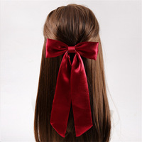 Langs chwanz Haar Seide Satin Band Stoff Bogen Haars pangen für Frauen Mädchen Zubehör Party Hochzeit Bowknot Haars pangen Big Bows