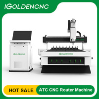 Routeur CNC industriel à 8 outils ATC pour la découpe et la sculpture de bois, MDF et contreplaqué avec certification CE