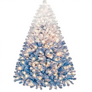 Sapin de Noël artificiel pré-éclairé de 1,80 m avec 250 lumières incandescentes blanc chaud, floqué, en PVC, avec support pliable en acier, modèle Lake - Product Image 1