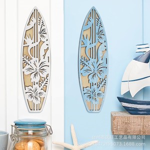 Décoration murale en bois en forme de planche de surf, motif végétal 3D creux, décoration d'intérieur, style plage océanique pour salon - Product Image 3
