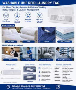 แท็ก RFID UHF แบบซักได้สำหรับติดตามผ้าลินิน สิ่งทอ เสื้อผ้า ชุดยูนิฟอร์ม และการจัดการซักรีดในโรงแรม โรงพยาบาล - Product Image 3