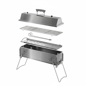 Parrilla <span class=keywords><strong>de</strong></span> Carbón Plegable Portátil <span class=keywords><strong>de</strong></span> Acero Inoxidable con Estructura Reforzada para Camping y Barbacoa - Product Image 3