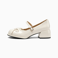 Chaussures Mary Jane pour femmes en cuir verni à talon carré avec nœud et logo personnalisé, fabrication OEM/ODM, faible MOQ, vente en gros pour le bureau et les tenues décontractées