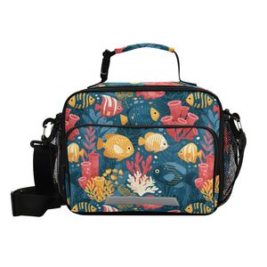 Colorful Fish Coral Print Custom Cartoon Kids <b>Insulated</b> Cooler <b>Lunch</b> Bag Waterproof Thermal Bento <b>Insulated</b> <b>Lunch</b> Bag for Kids - Product Image 1