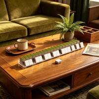 Ensemble de Mahjong américain de luxe en acrylique vert olive à 4 couches, tuiles gravées Danse du Lion chinois et Lotus avec tuiles Joker