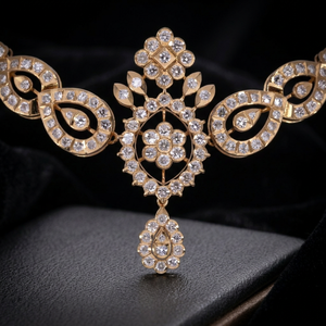 Collar Gargantilla con Diamante Cultivado en Laboratorio de Corte Redondo de 7.00 CT, Diseño Floral Real, Oro Sólido de 18K, 14K, 10K, Plata 925, Regalos Finos de Lujo para Novias - Product Image 3