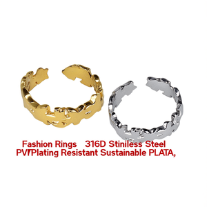 แหวนแฟชั่น สแตนเลส 316L ชุบทอง PVD ทนทาน เป็นมิตรต่อสิ่งแวดล้อม PLATA - Product Image 2