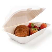 Conteneurs alimentaires en bagasse 100 % biodégradables et compostables sans PFAS, boîtes à clapet en canne à sucre, fabriquées en Chine, hors taxes