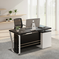 Bureau d'écriture moderne pour cadre dirigeant avec tiroirs, panneau en bois extensible, mobilier de bureau simple et contemporain, bureau informatique