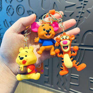 मौलिकता कार बैग सामान कार्टून 3D रबर गुड़िया चाभी के छल्ले लटकन प्यारा सुअर भालू टाइगर चाबी का गुच्छा बस्ता विजेट थोक - Product Image 3