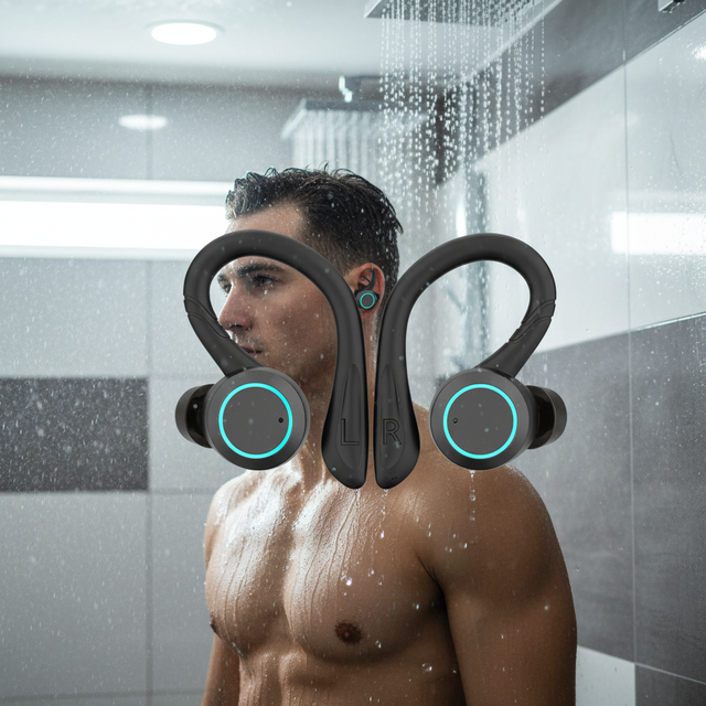 Ipx7 Waterproof Tws Earbuds for Shower Swimming Running Hifi Ear Hook in Ear Bluetooth Wireless Sports Earphone Headphones