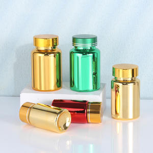 Aangepaste Pillen Fles Galvaniseren Goud Plastic Opslagfles Voor Chemische Vloeibare Flesje Reagens Glans Metalen Kleur Container - Product Image 1