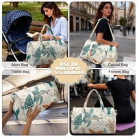 Sac de voyage matelassé personnalisé avec imprimé tropical tortue et baleine Hawaïenne, style Art Déco floral, pour le shopping, les voyages et le transport quotidien