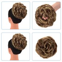 Chignon bouclé élégant pour femme, extensions de cheveux en forme de donut désordonné, avec cordon élastique – Vente en gros, fibre synthétique haute température non inflammable, 40g