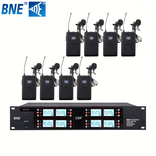 Factory Direct Professional 8 Channel UHF Wireless Microphone Lavalier Microphone Lapel Mic for Conference Teaching Church Stage