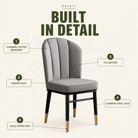 Chaise de salle à manger rembourrée avec pieds en métal thermolaqué, couleur personnalisée, pour la maison et la salle à manger, fournie directement par l'usine