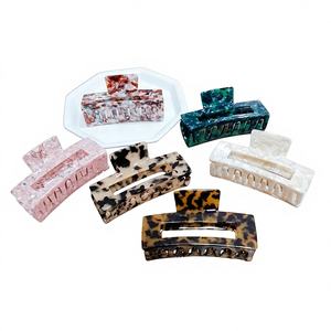 BSCI & GRS fábrica al por mayor Ins estilo coreano 10,5 cm acetato pinzas para el cabello Simple mármol rectángulo grande garra pinzas para el cabello para mujeres - Product Image 1