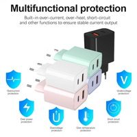 Chargeur universel USB-C PD 20W à double port, charge rapide 18W USB A/C, adaptateur secteur EU avec USB-C pour tous les téléphones mobiles