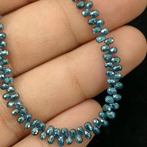 Cuentas de Diamante Azul en Forma de Lágrima, 100% Naturales, Piedras Facetadas para Joyería, 2.5-4mm, 50 Quilates, Alta Calidad, Certificado por Terceros - Product Image 1