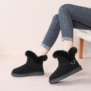 Sepatu bot salju wanita, sepatu bot Ankle bersol tebal musim dingin gaya baru 2025, sepatu katun serbaguna hangat - Product Image 1