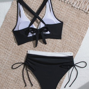 Sustainable Fabric Women Luxury Swimwear Contrast <b>Trim</b> Triangle Bikini <b>Bathing</b> Suits Woman Designer Adults Bikini Set - Product Image 4